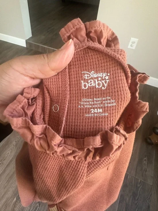 Disney Rust Winnie the Pooh & Piglet Ruffle Collar Jumpsuit - Picture 9 of 10